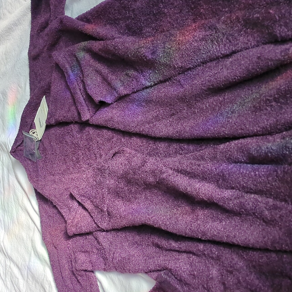 Barefoot Dreams Bamboo Chic Lite Purple Calypso Wrap Cardigan Sweater S/M✨ NEW! - Picture 12 of 16
